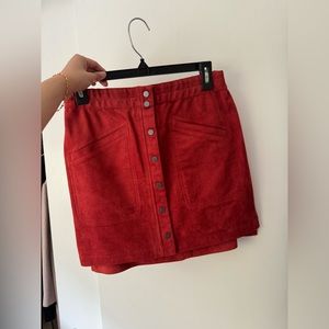 BCBGMAXAZRIA Red Orange Button Down Skirt NWOT